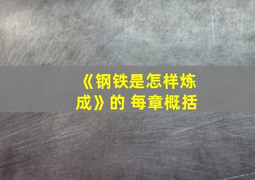 《钢铁是怎样炼成》的 每章概括